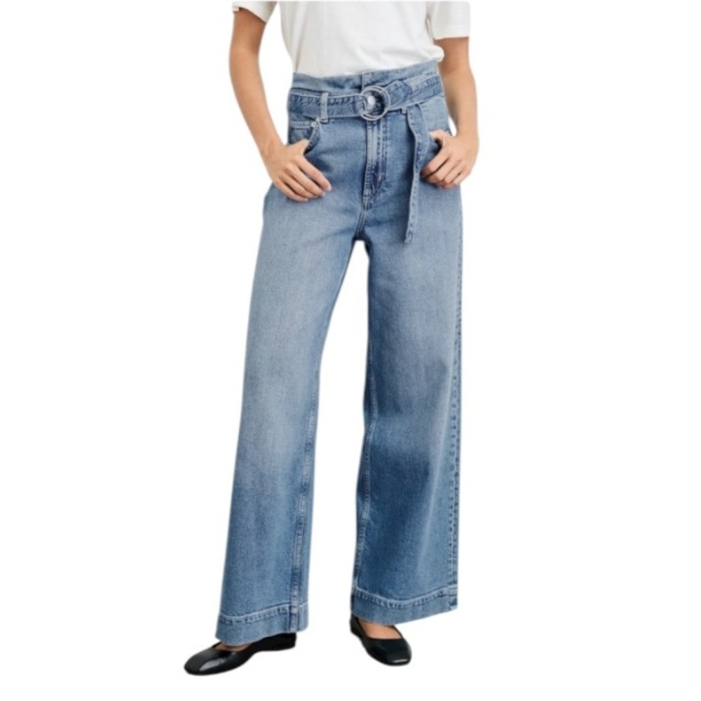 Rails Denim Descanso Cadet Blue Wide Leg Belted‎ Jeans Size 26
